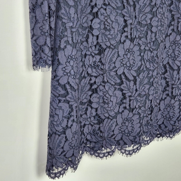 Vera Wang Cocktail Wedding Evening Scalloped Lace Navy Blue Dress Size 2 - Picture 7 of 10